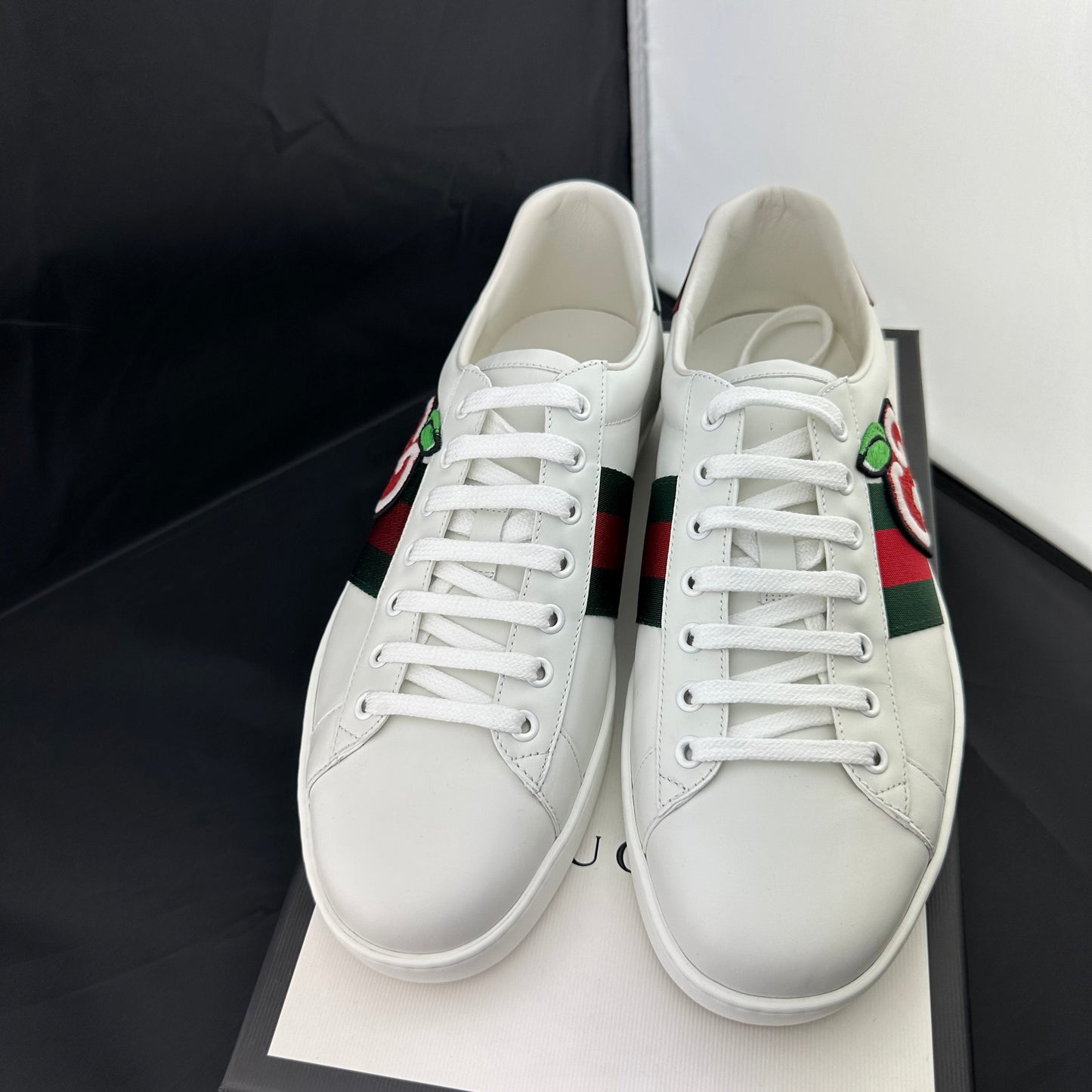 Gucci Ace Sneaker with GG Apple Patch and Signature Web