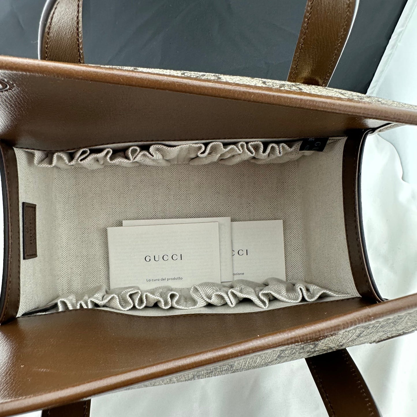 Gucci Horsebit 1955 GG Mini Top Handle Bag in Brown
