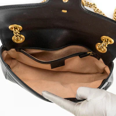 GUCCI GG Marmont Small Matelassé Shoulder Bag in Black