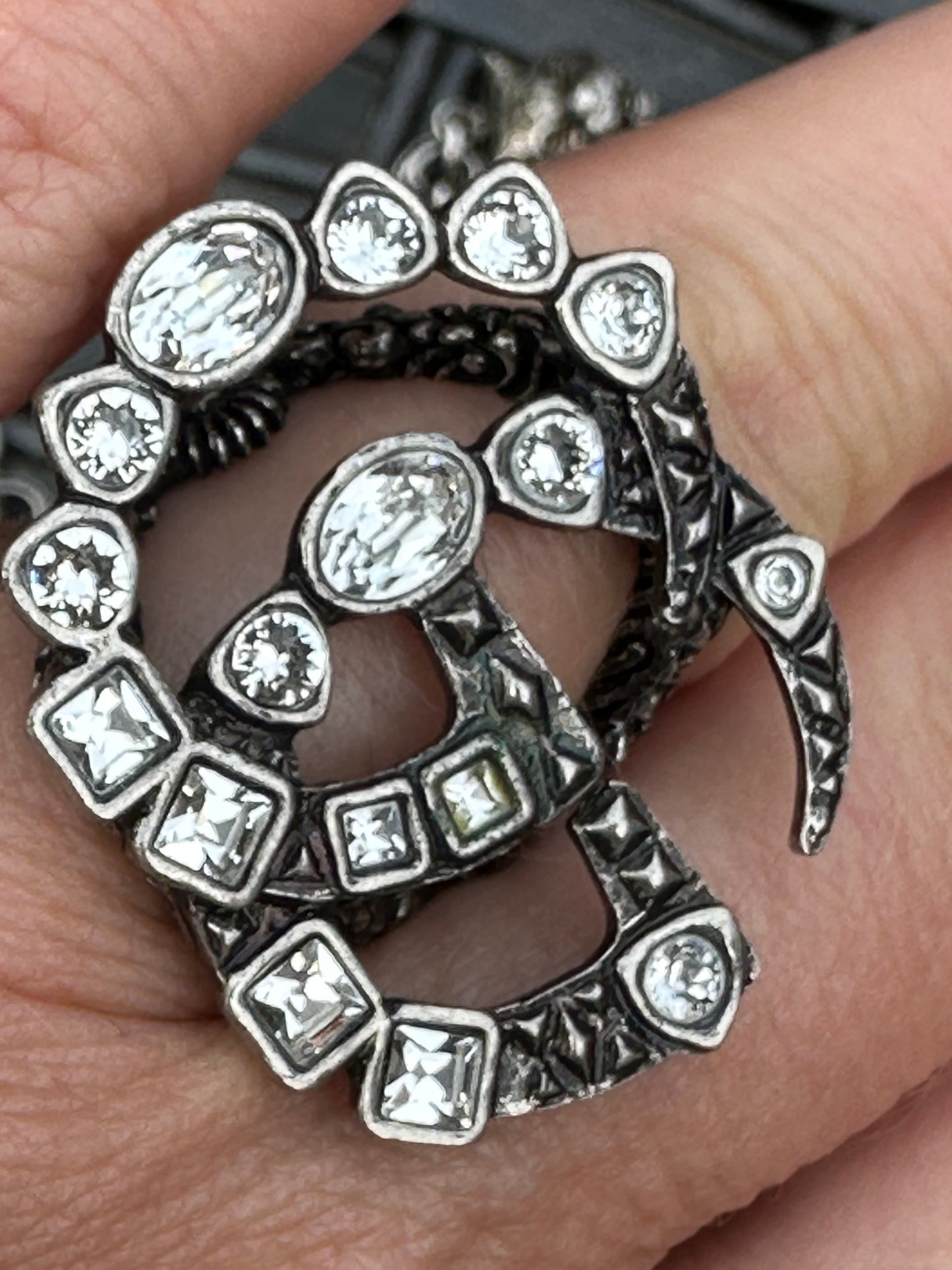 Gucci Crystal Double G Ring in Silver
