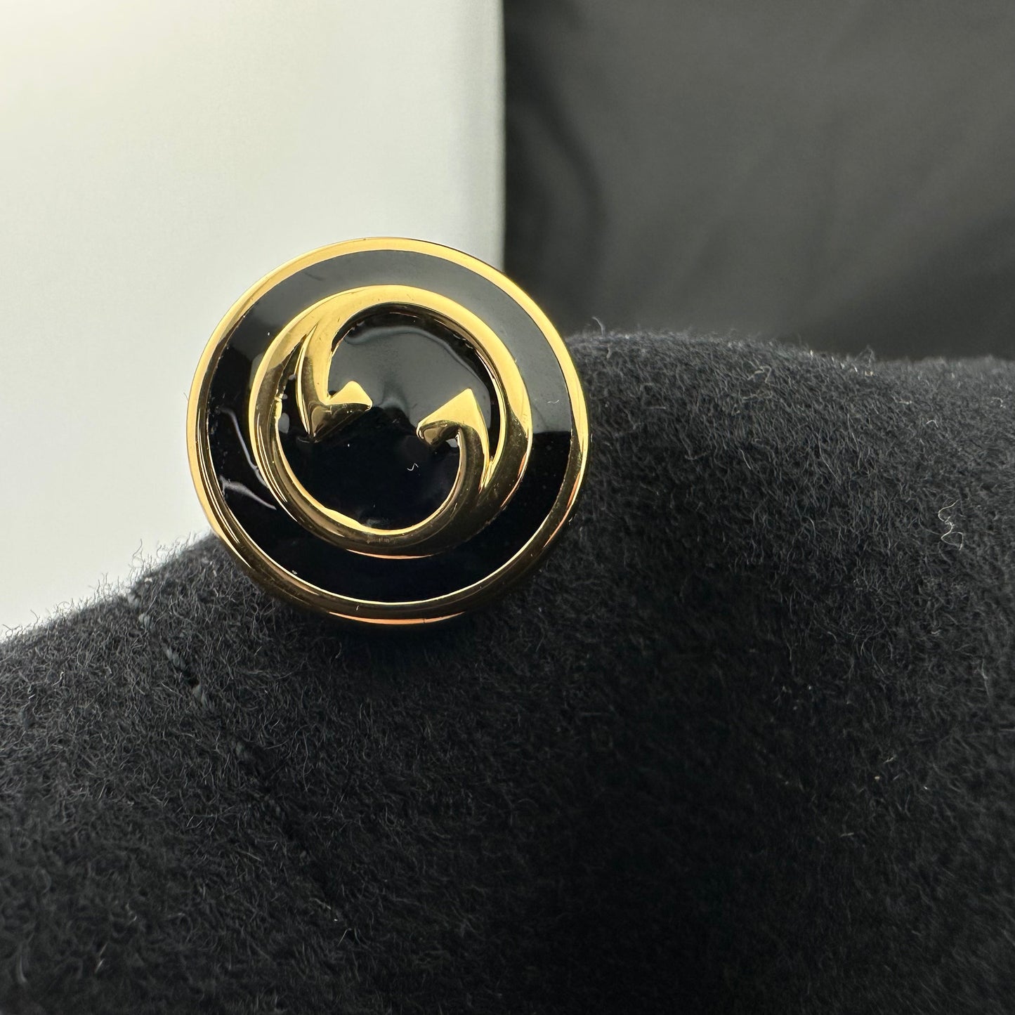 Gucci Black Wool Coat with Interlocking GG Buttons