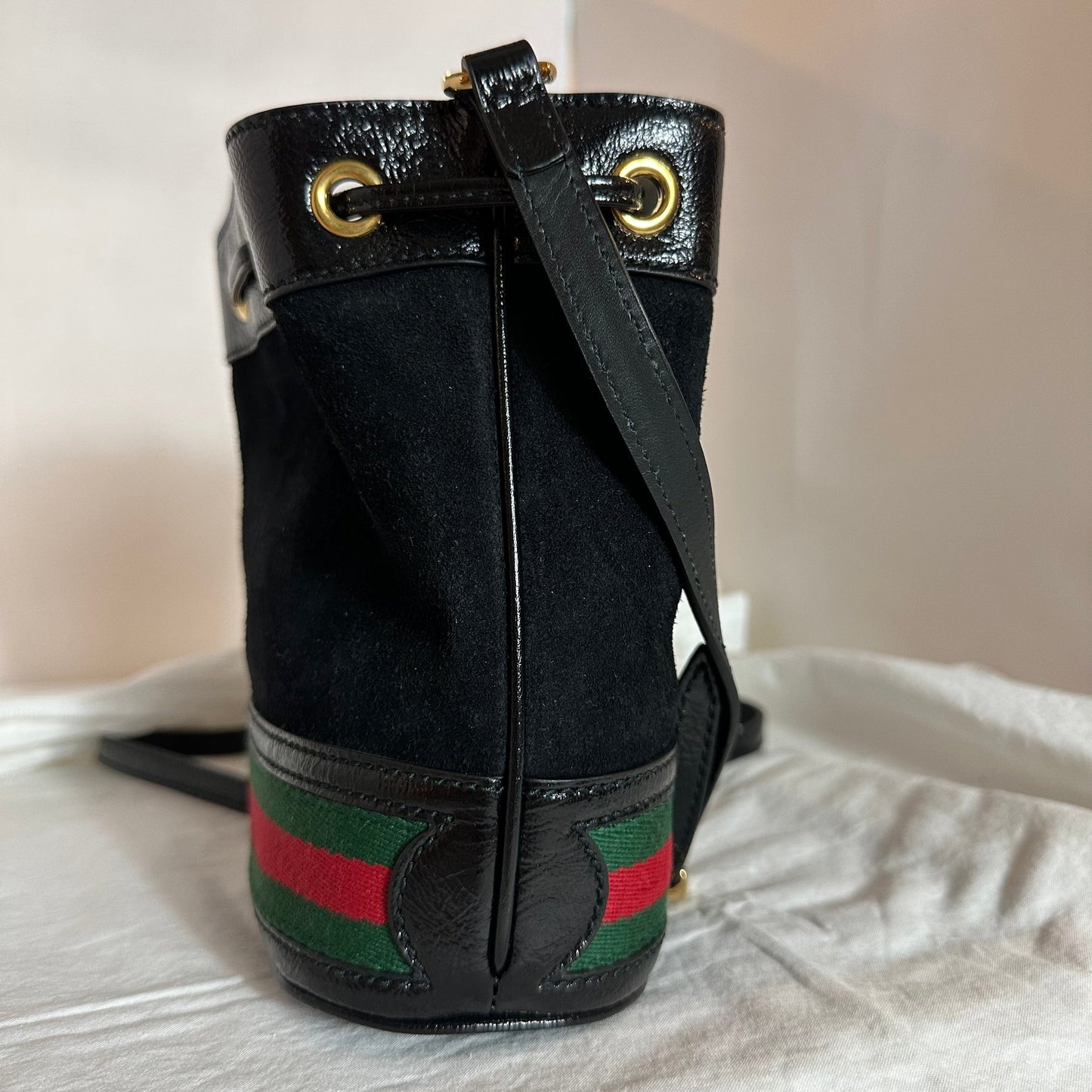 Gucci Ophidia Suede Mini Bucket Bag in Black