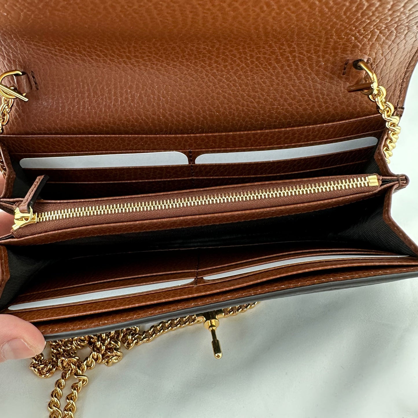Gucci GG Denim Jackie 1961 Chain Wallet