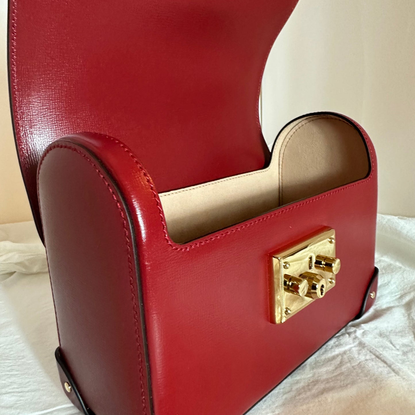 Gucci Bamboo Top Handle Padlock Shoulder Bag in Red