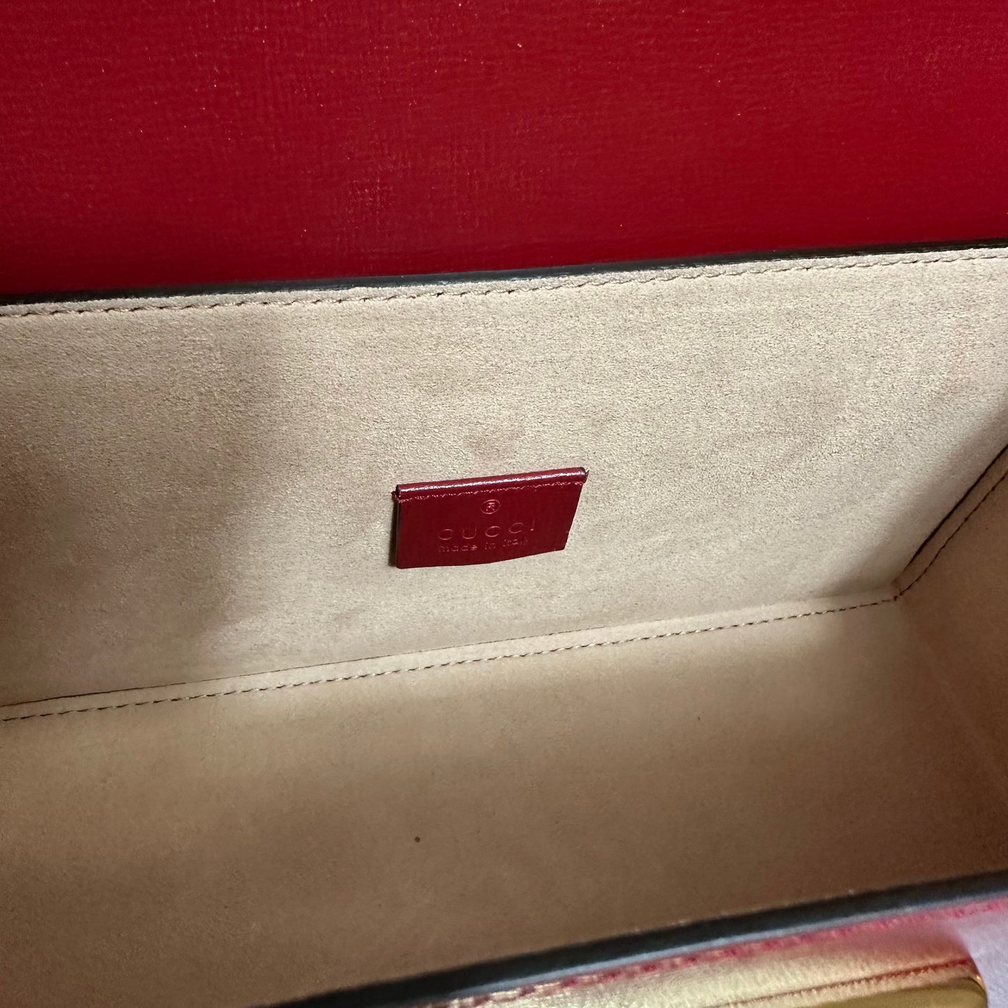 Gucci Bamboo Top Handle Padlock Shoulder Bag in Red