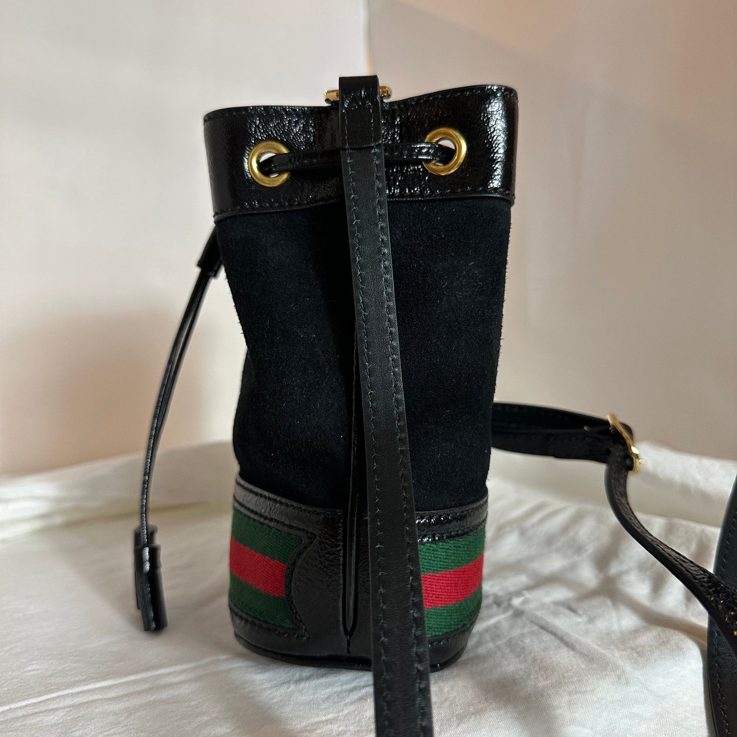 Gucci Ophidia Suede Mini Bucket Bag in Black