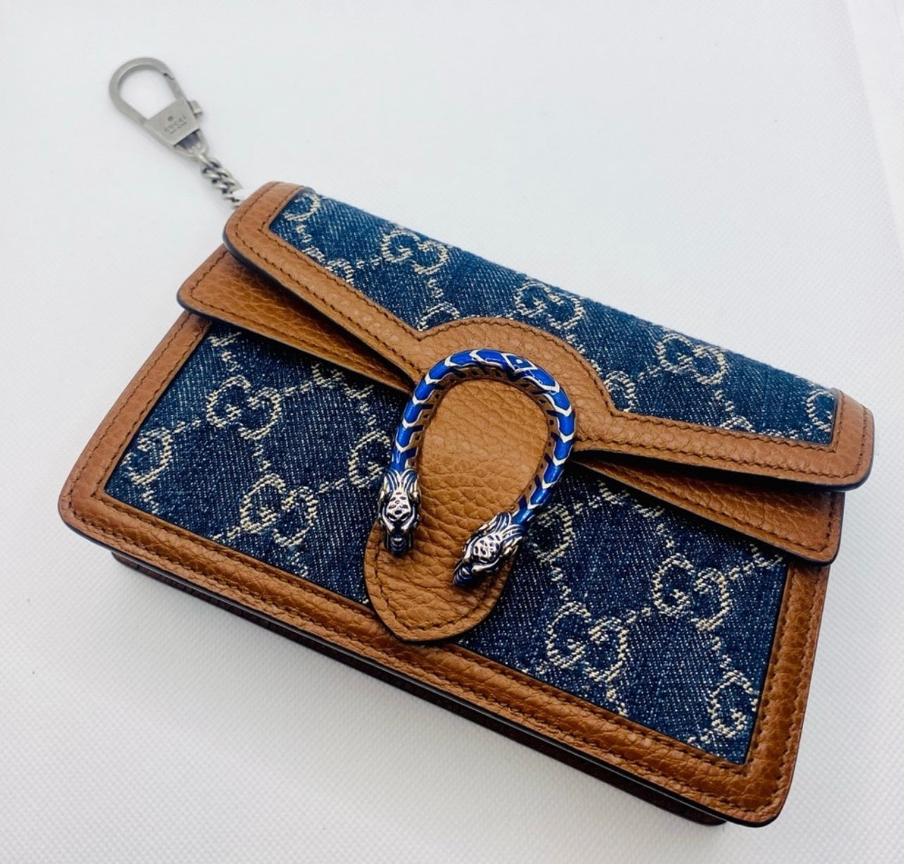 Gucci Super Mini Dionysus Shoulder Bag in GG Blue Denim