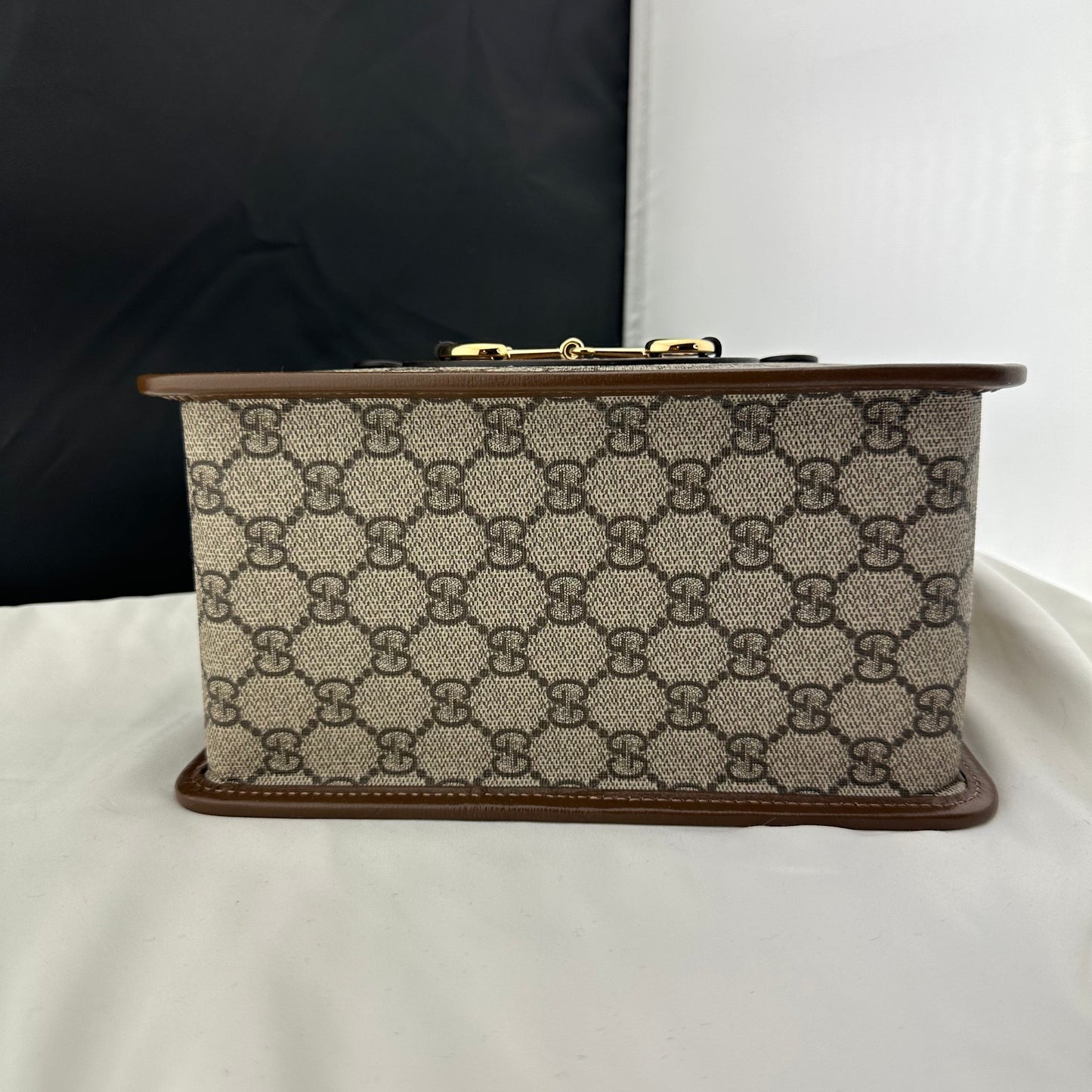 Gucci Horsebit 1955 GG Mini Top Handle Bag in Brown