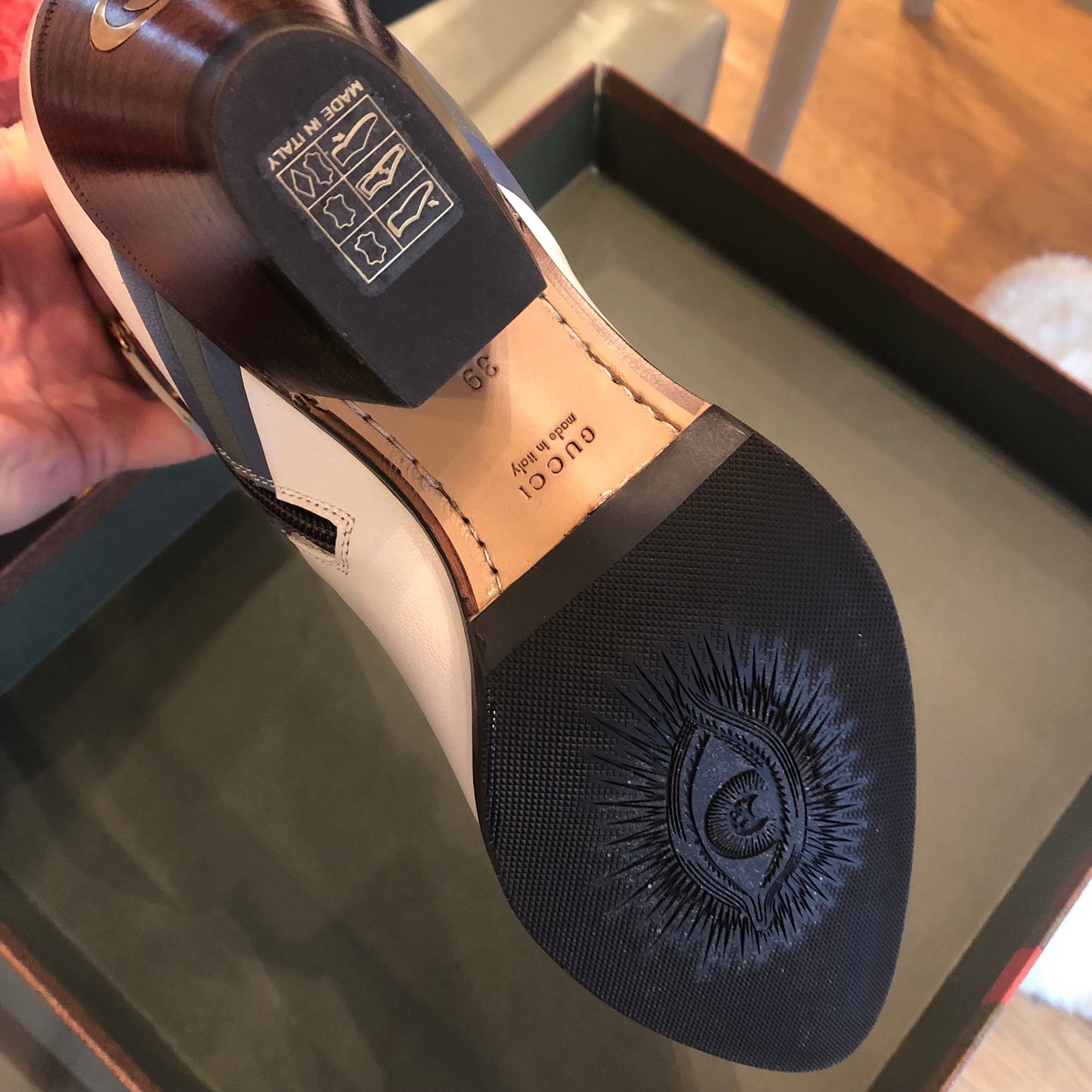 Gucci Ankle Boots in Ivory with Fog Blue Trim