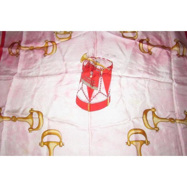 Gucci Red Black Gold White Horse-Bit Equestrian Print Silk Scarf