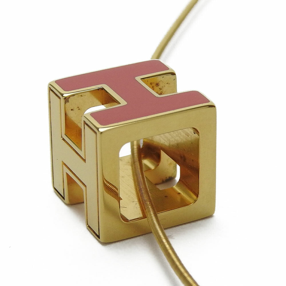 HERMES Necklace metal gold H cube Cardue Ash