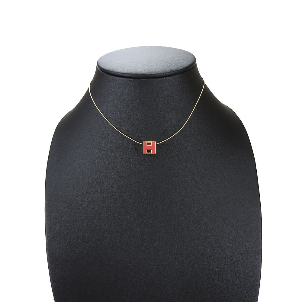 HERMES Necklace metal gold H cube Cardue Ash