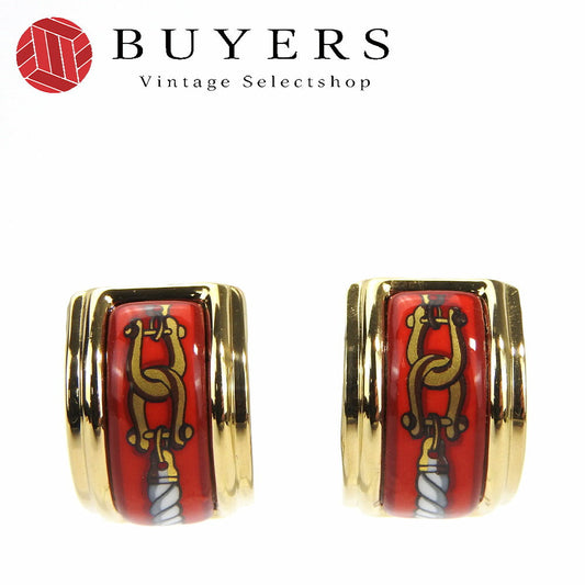 HERMES Earring Enamel, Metal Red Emile Women Used