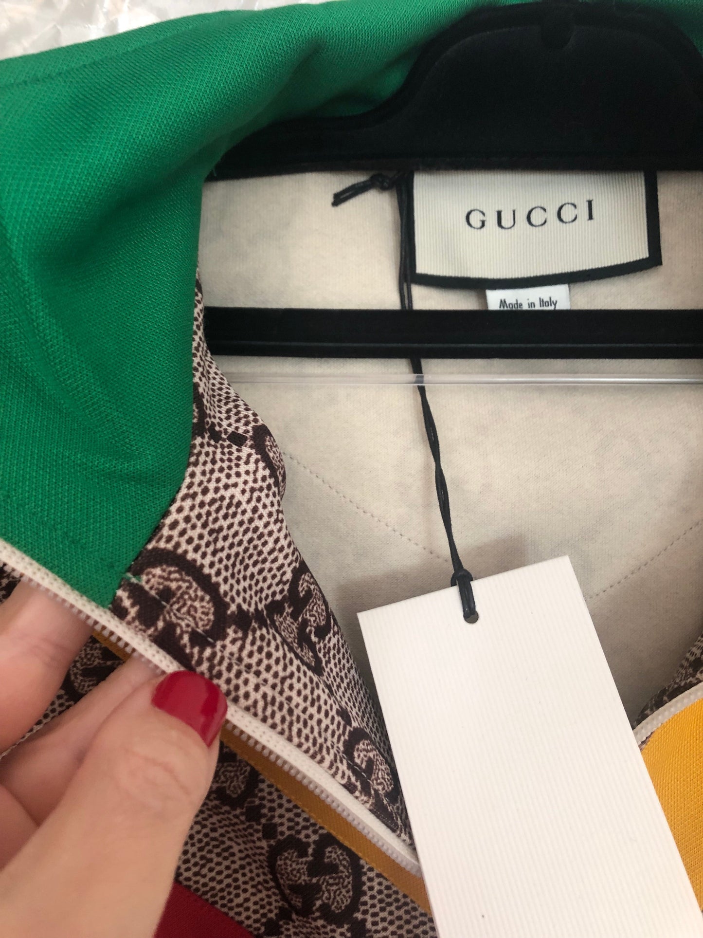 Gucci GG Supreme Jersey Dress with Chevron Stripes