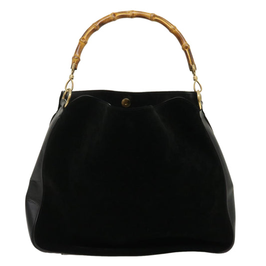 GUCCI Bamboo Shoulder Bag Leather Suede Brown  ki1821