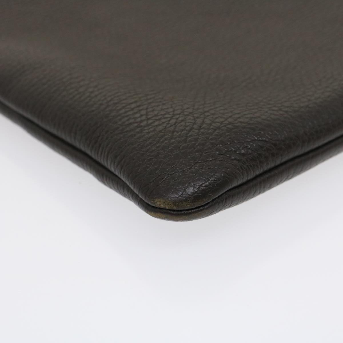 GUCCI Clutch Bag Leather Bamboo Brown Auth ki1847