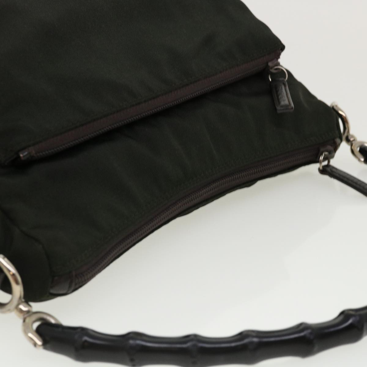 GUCCI Bamboo Shoulder Bag Nylon 2way Khaki 00005092122  ki2191