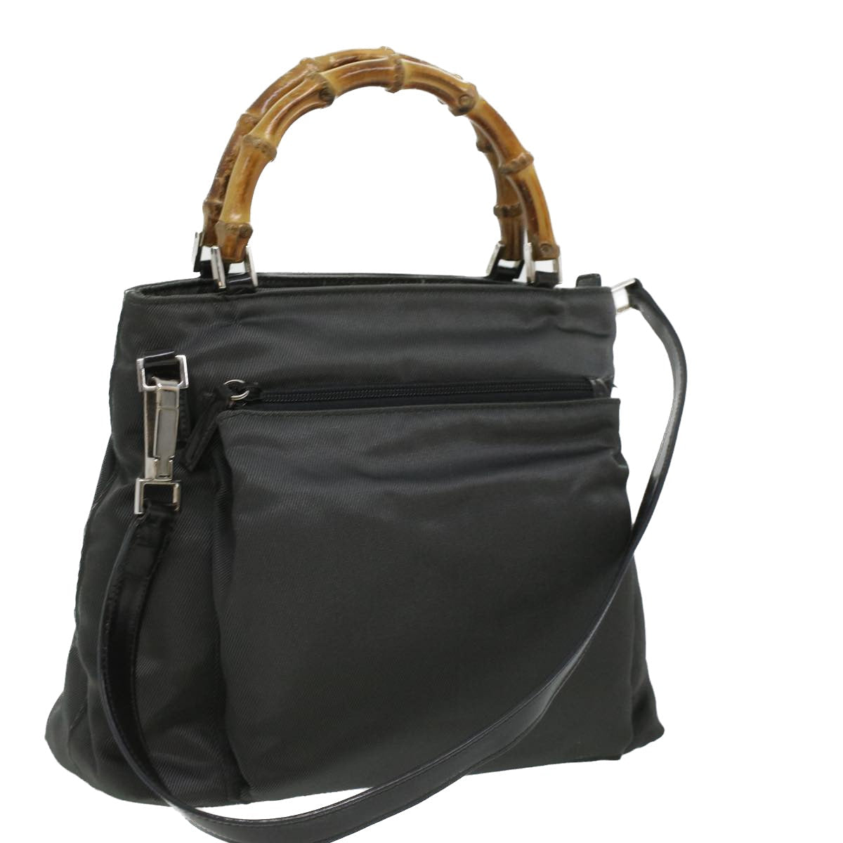Gucci Bamboo Hand Bag Nylon Gray  ki2537