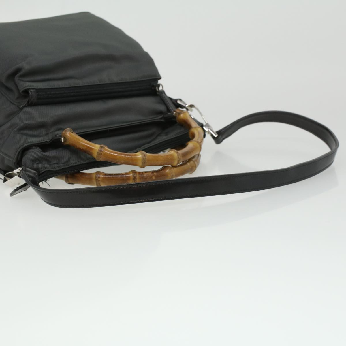 Gucci Bamboo Hand Bag Nylon Gray  ki2537