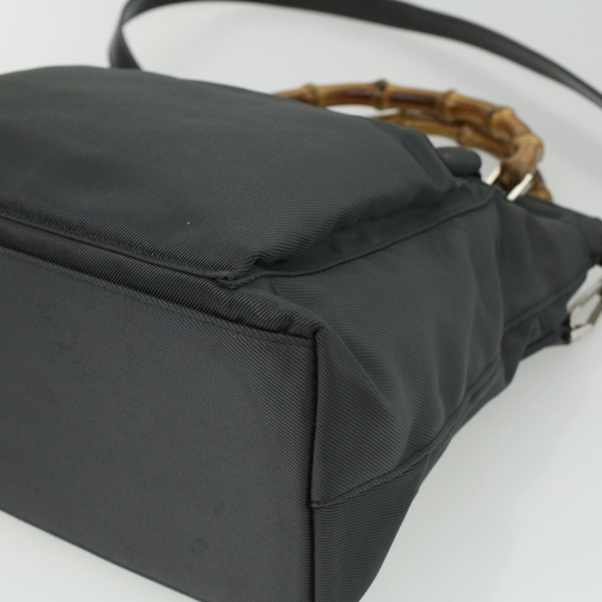 Gucci Bamboo Hand Bag Nylon Gray  ki2537