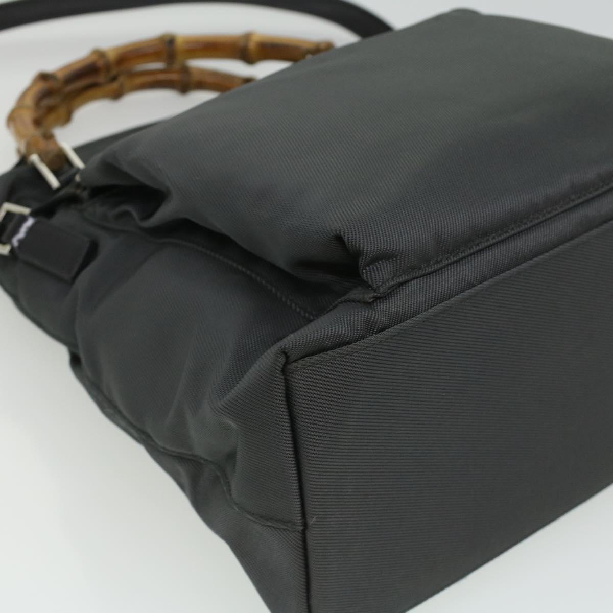 Gucci Bamboo Hand Bag Nylon Gray  ki2537