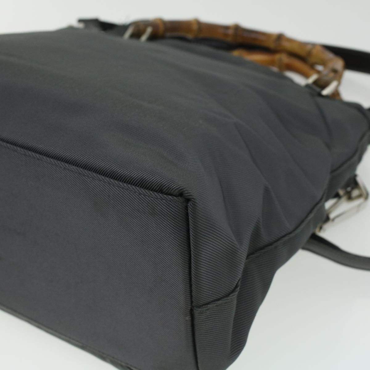 Gucci Bamboo Hand Bag Nylon Gray  ki2537