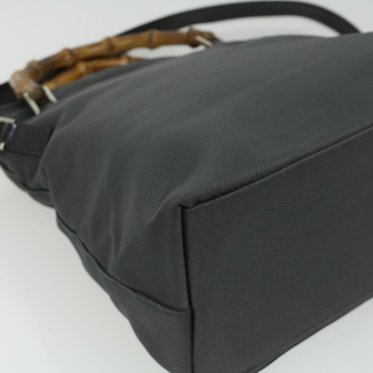 Gucci Bamboo Hand Bag Nylon Gray  ki2537