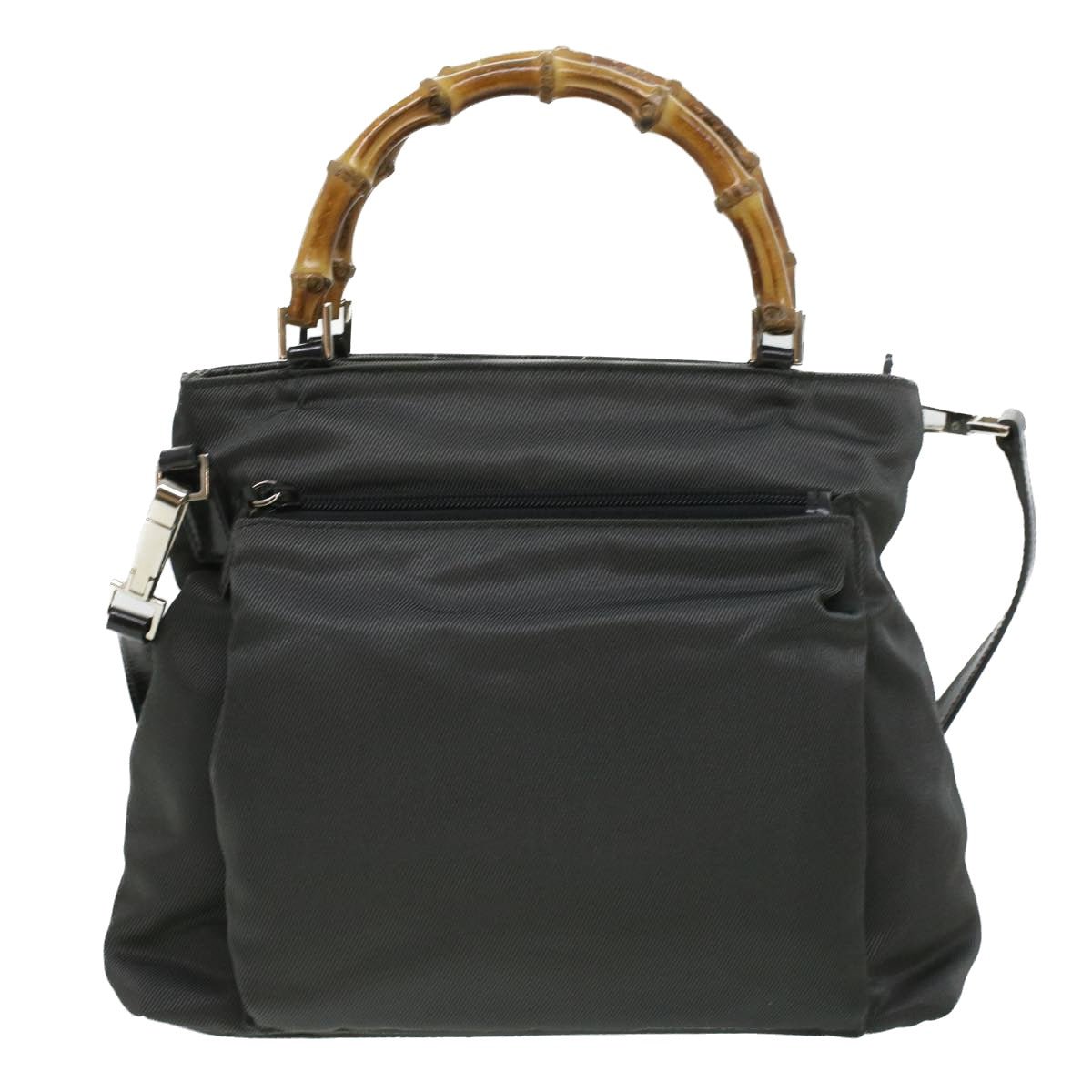 Gucci Bamboo Hand Bag Nylon Gray  ki2537