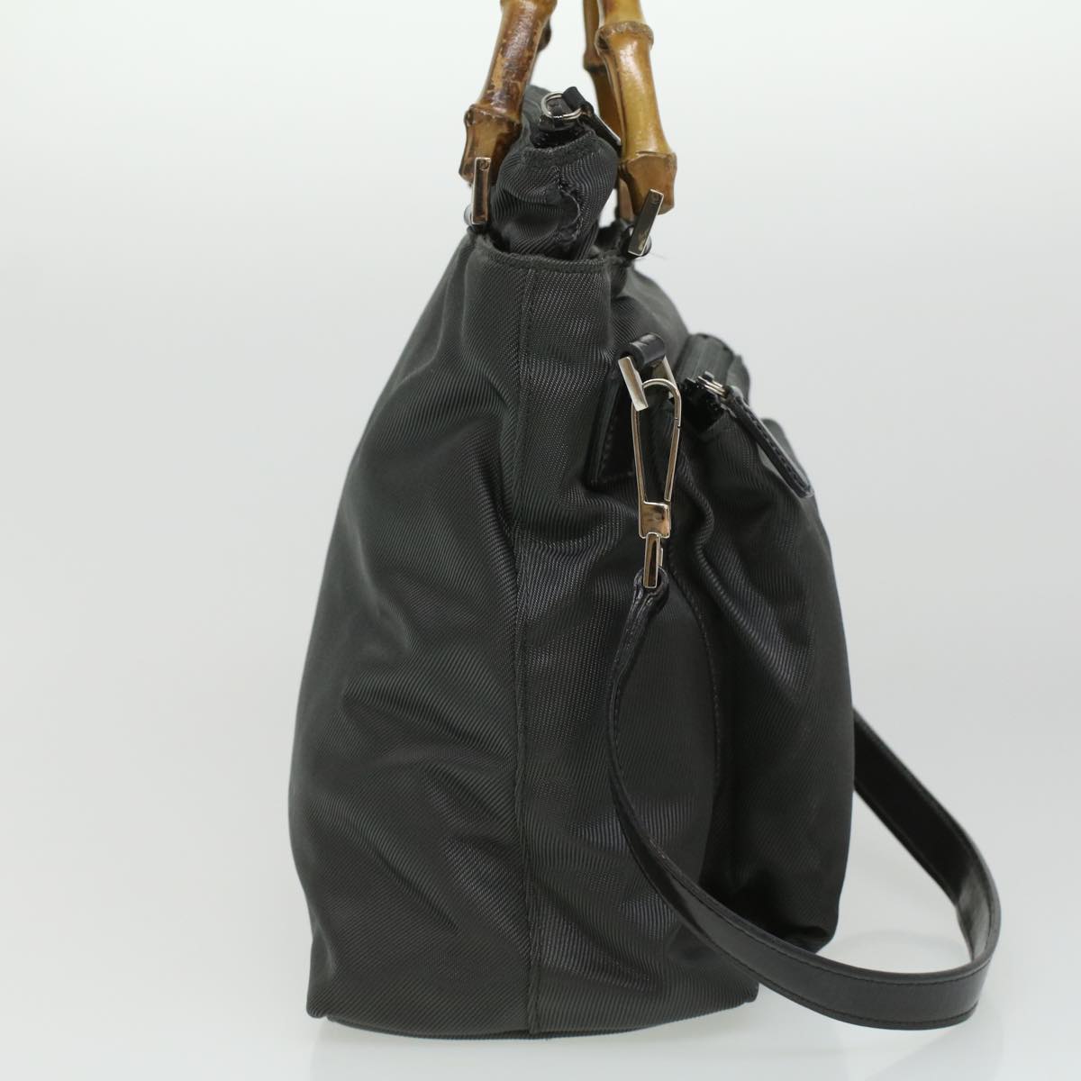 Gucci Bamboo Hand Bag Nylon Gray  ki2537