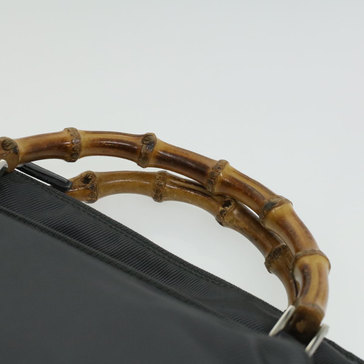 Gucci Bamboo Hand Bag Nylon Gray  ki2537