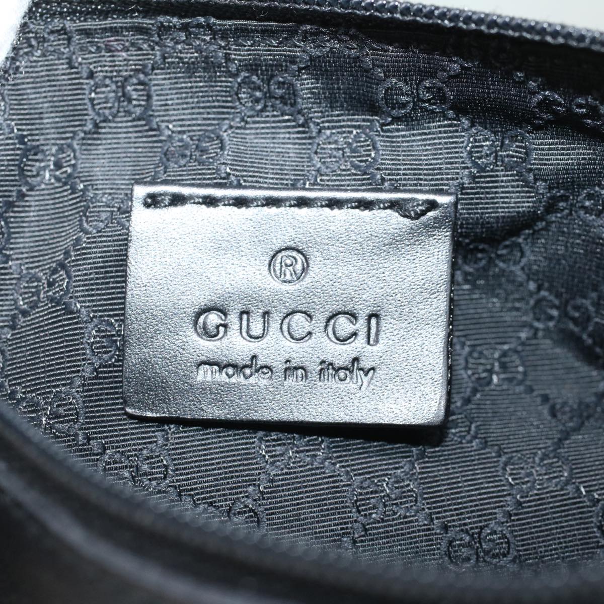 Gucci Accessory Pouch Canvas Leather Black  ki3186
