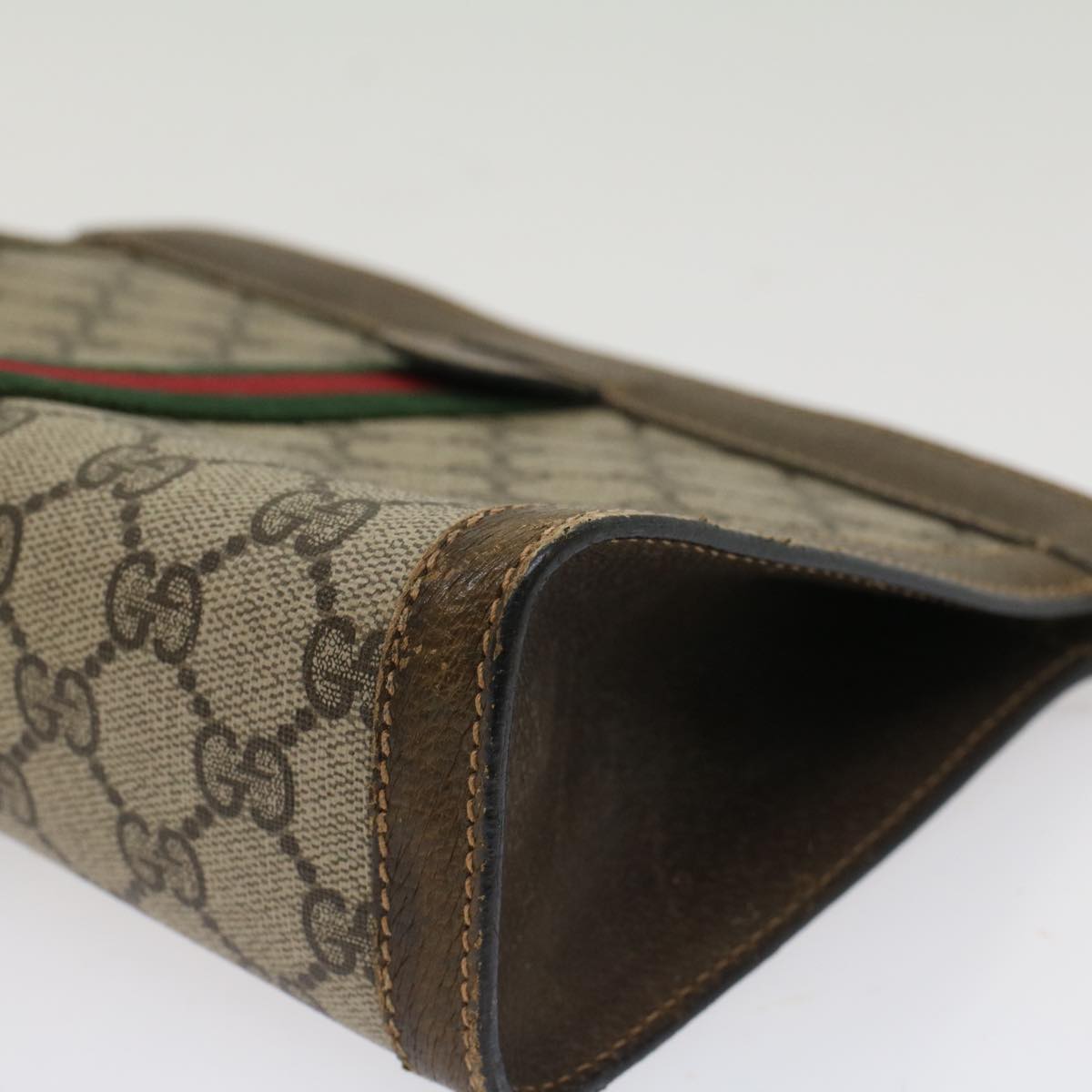 GUCCI GG Canvas Web Sherry Line Clutch Bag Beige Red 67.014.2125  ki3236