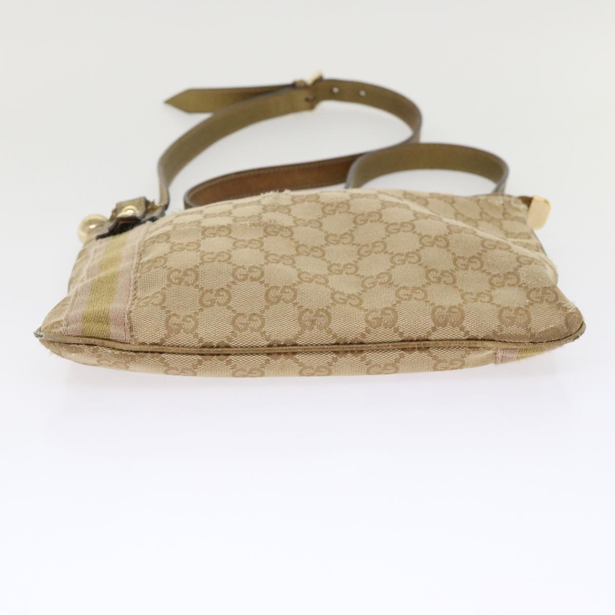 Gucci GG Canvas Sherry Line Shoulder Bag Beige Gold pink 144388  ki3251