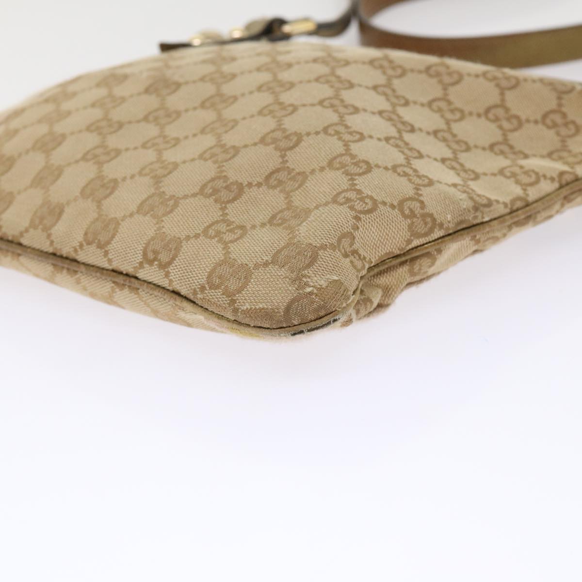 Gucci GG Canvas Sherry Line Shoulder Bag Beige Gold pink 144388  ki3251