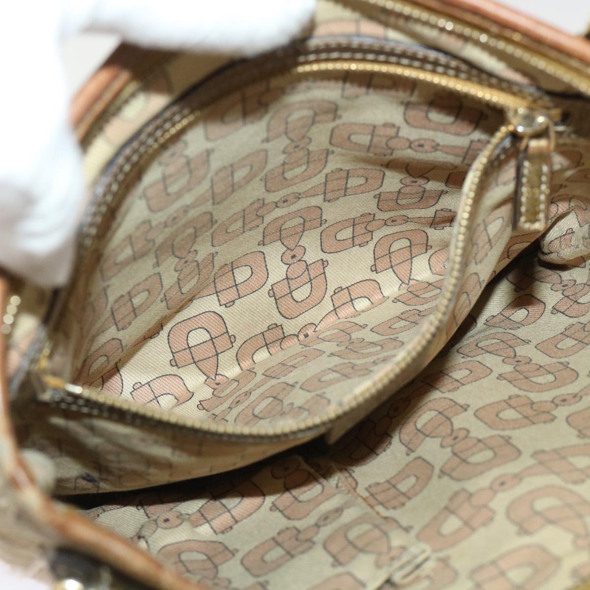 Gucci GG Canvas Sherry Line Shoulder Bag Beige Gold pink 144388  ki3251