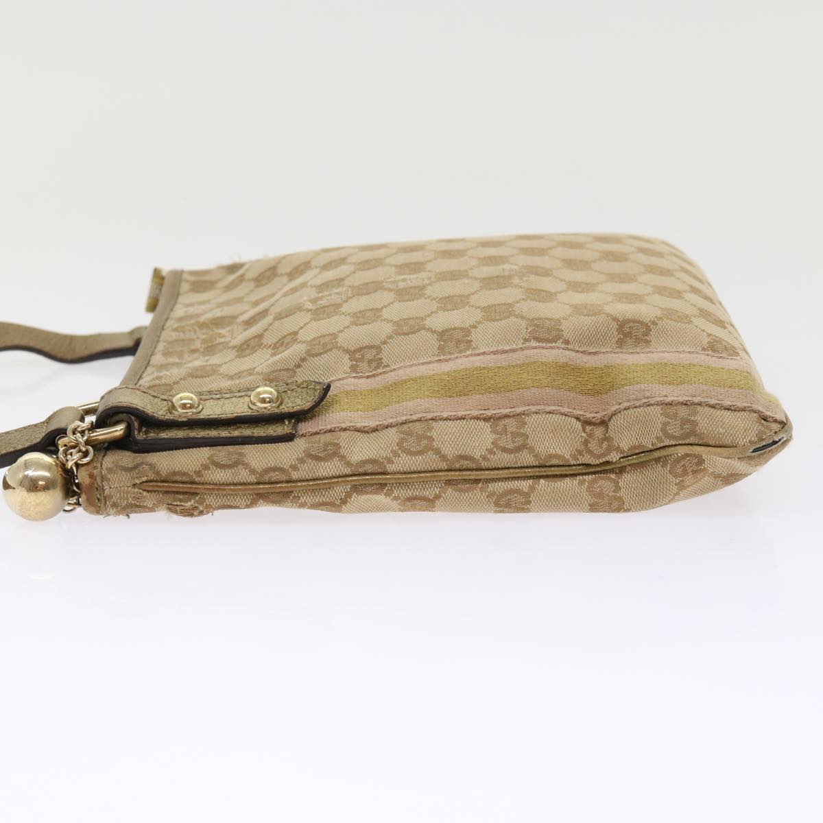Gucci GG Canvas Sherry Line Shoulder Bag Beige Gold pink 144388  ki3251