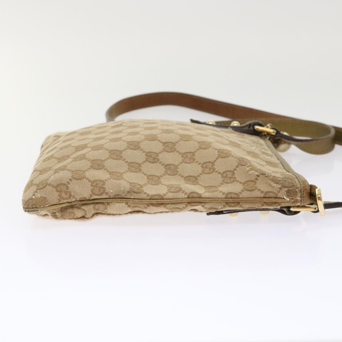 Gucci GG Canvas Sherry Line Shoulder Bag Beige Gold pink 144388  ki3251