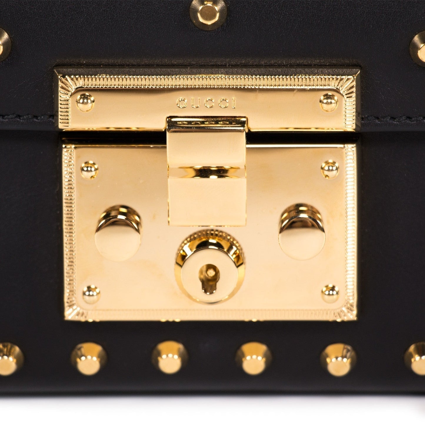 Gucci Padlock Studded Leather Shoulder Bag