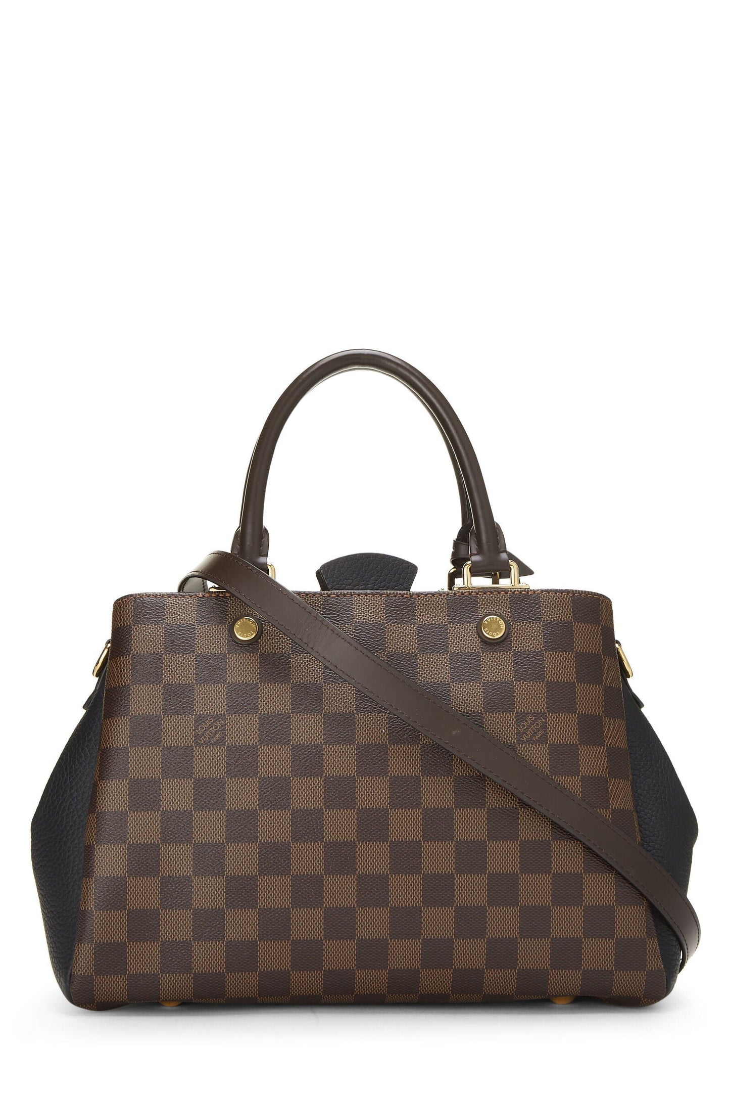 Louis Vuitton Brittany Damier Brown Black Leather Satchel Bag