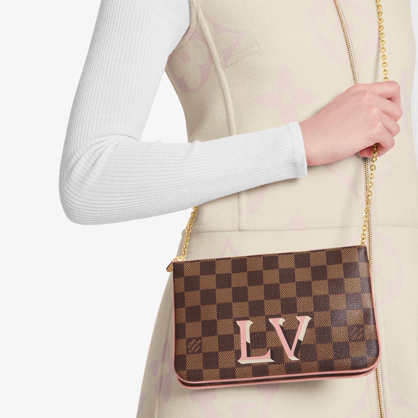 Louis Vuitton DAMIER EBÈNE Double Zip Pochette