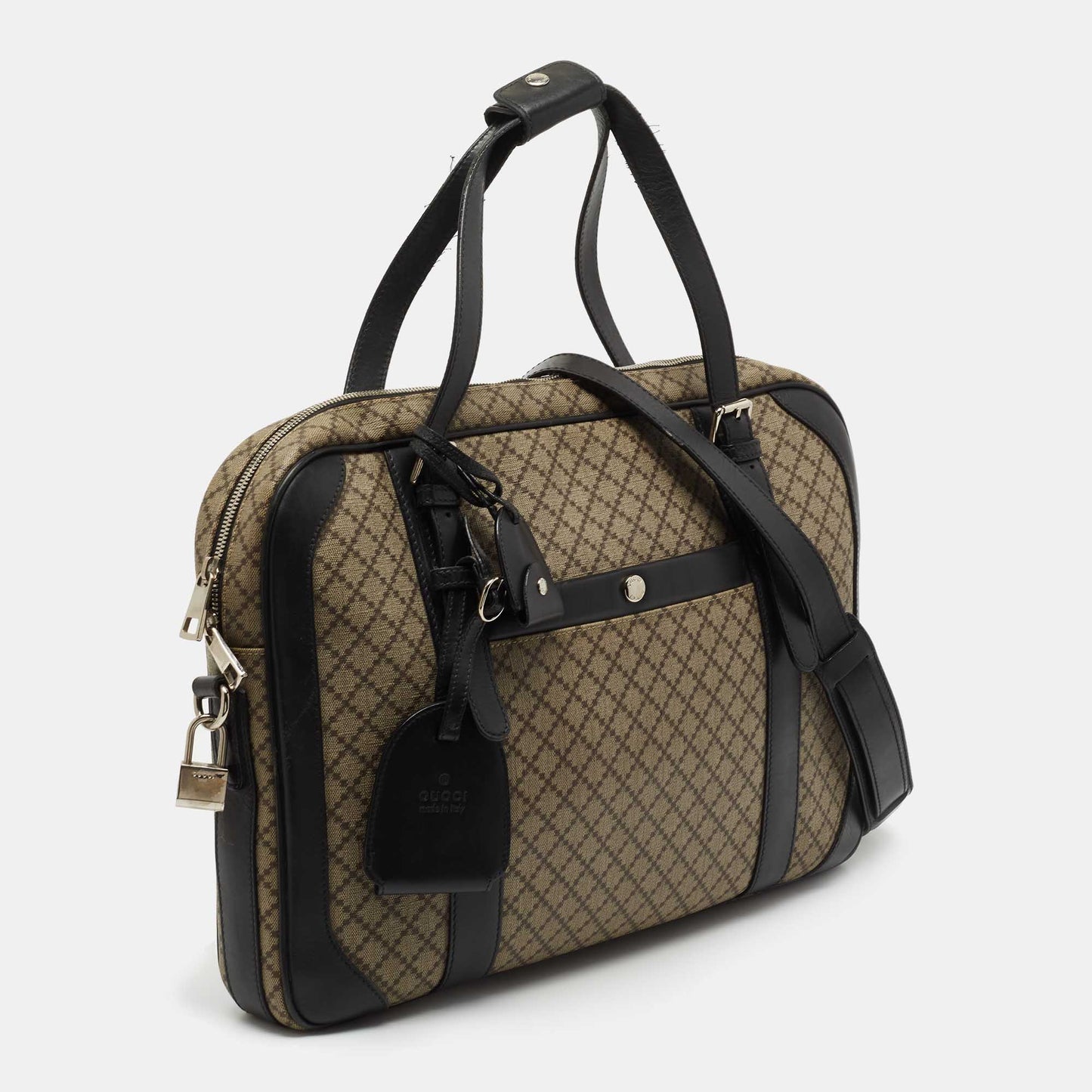 Gucci Beige/Ebony Diamante Supreme Canvas Brief Laptop Bag