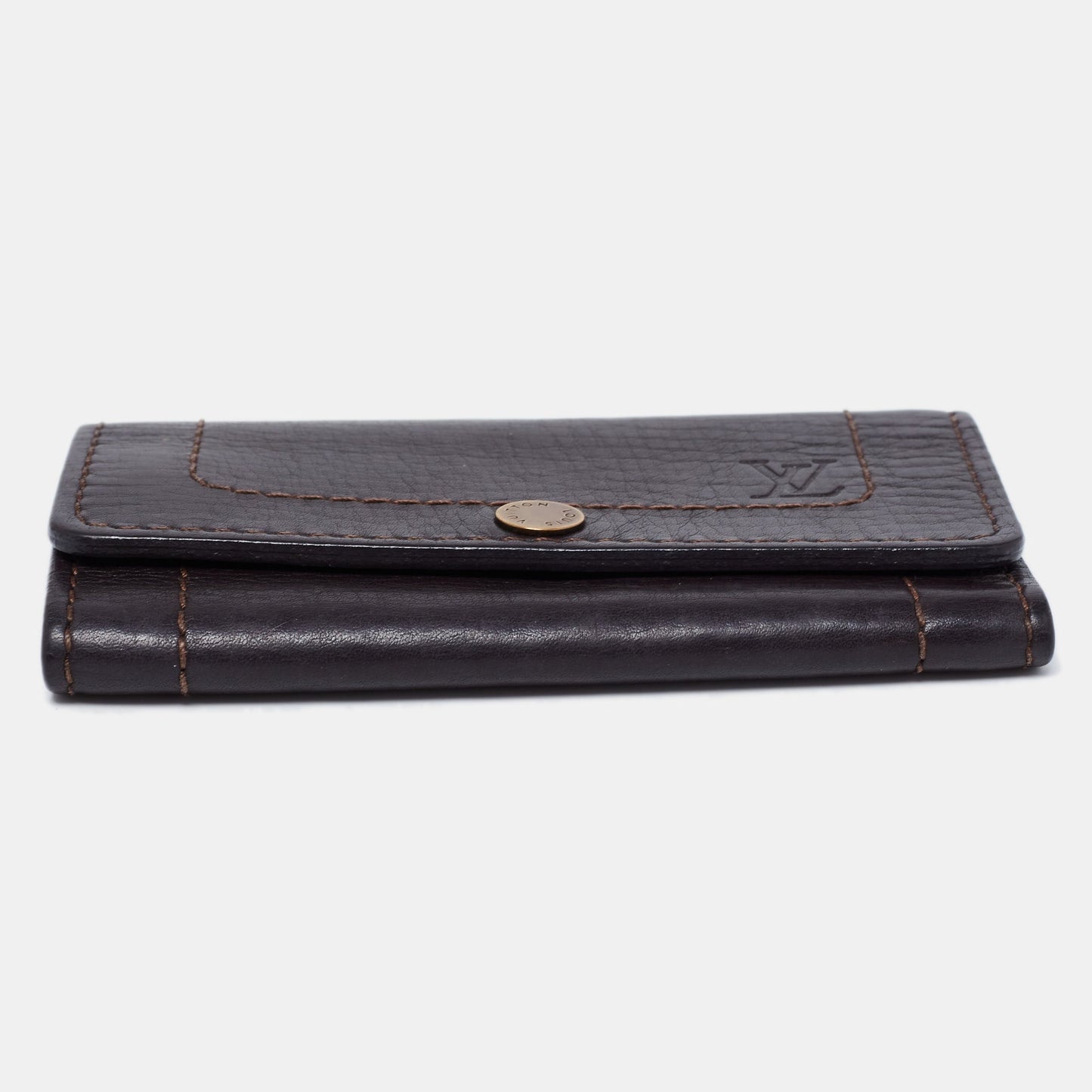 LOUIS VUITTON Brown Utah Leather Key Holder
