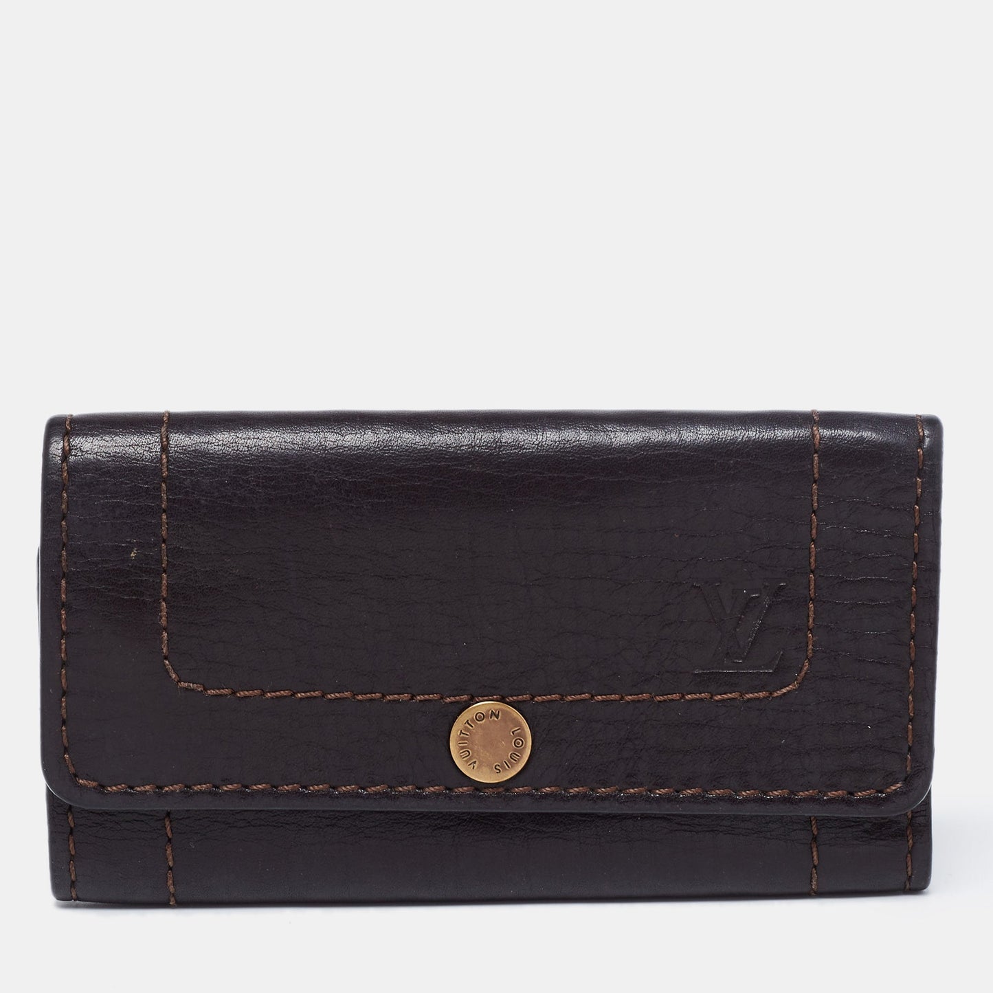 LOUIS VUITTON Brown Utah Leather Key Holder
