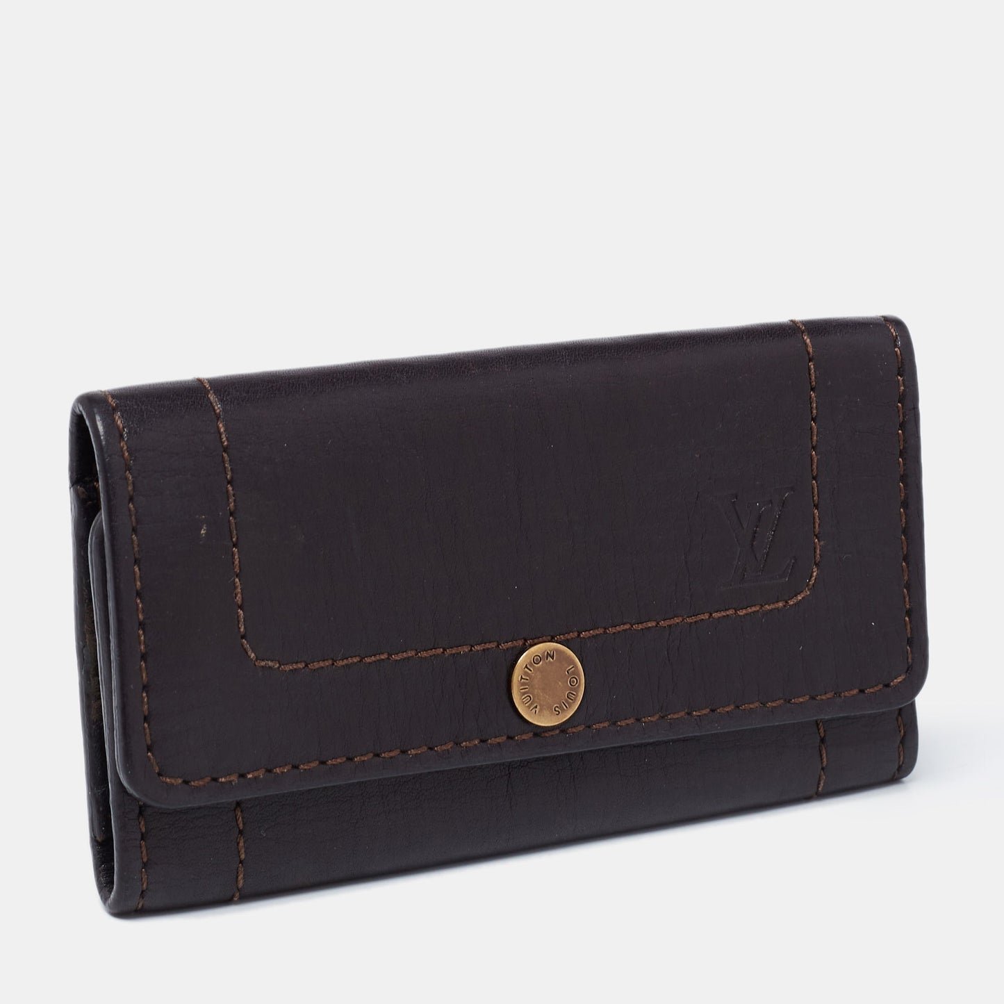 LOUIS VUITTON Brown Utah Leather Key Holder