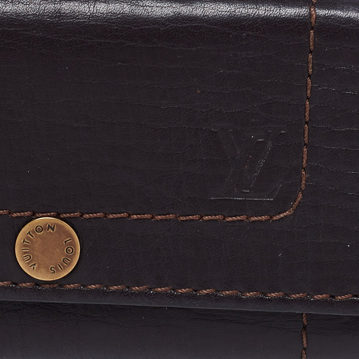 LOUIS VUITTON Brown Utah Leather Key Holder