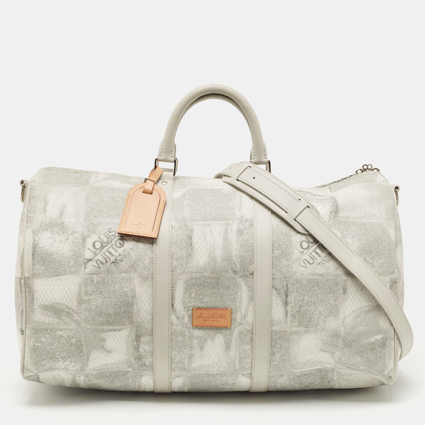 LOUIS VUITTON Damier Salt Canvas Keepall 50 Bandouliere Bag