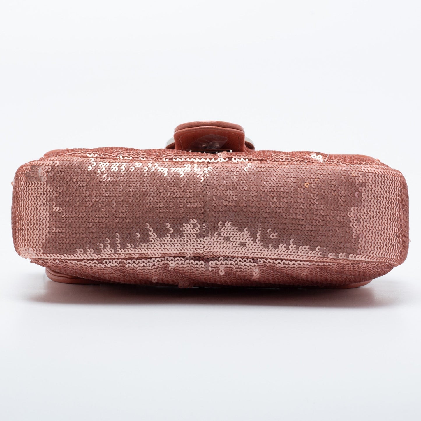 Gucci Pink Diagonal Sequins And Leather Mini GG Marmont Shoulder Bag