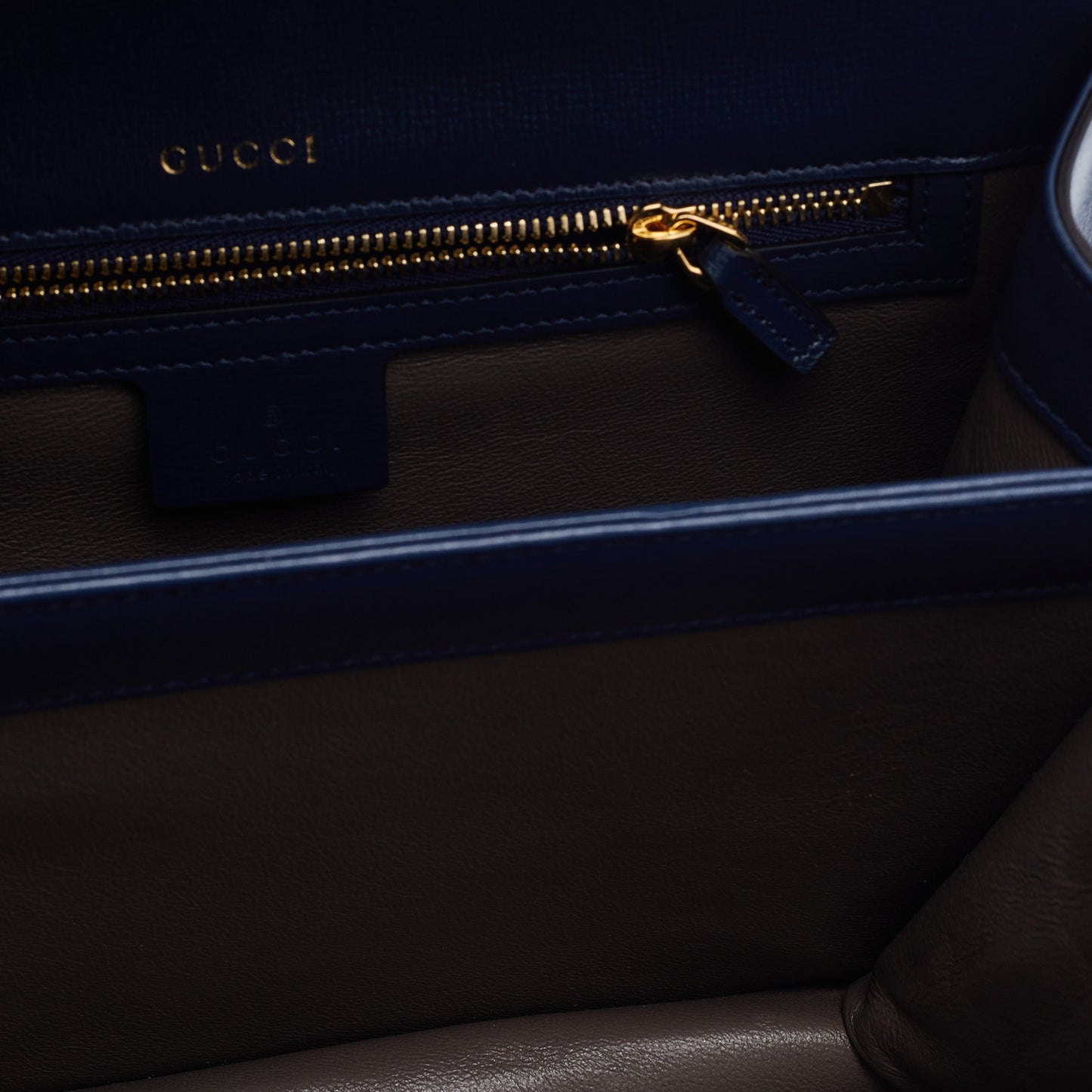Gucci Blue Leather Small Sylvie Top Handle Bag
