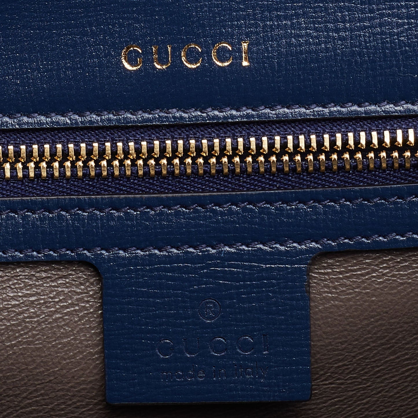 Gucci Blue Leather Small Sylvie Top Handle Bag