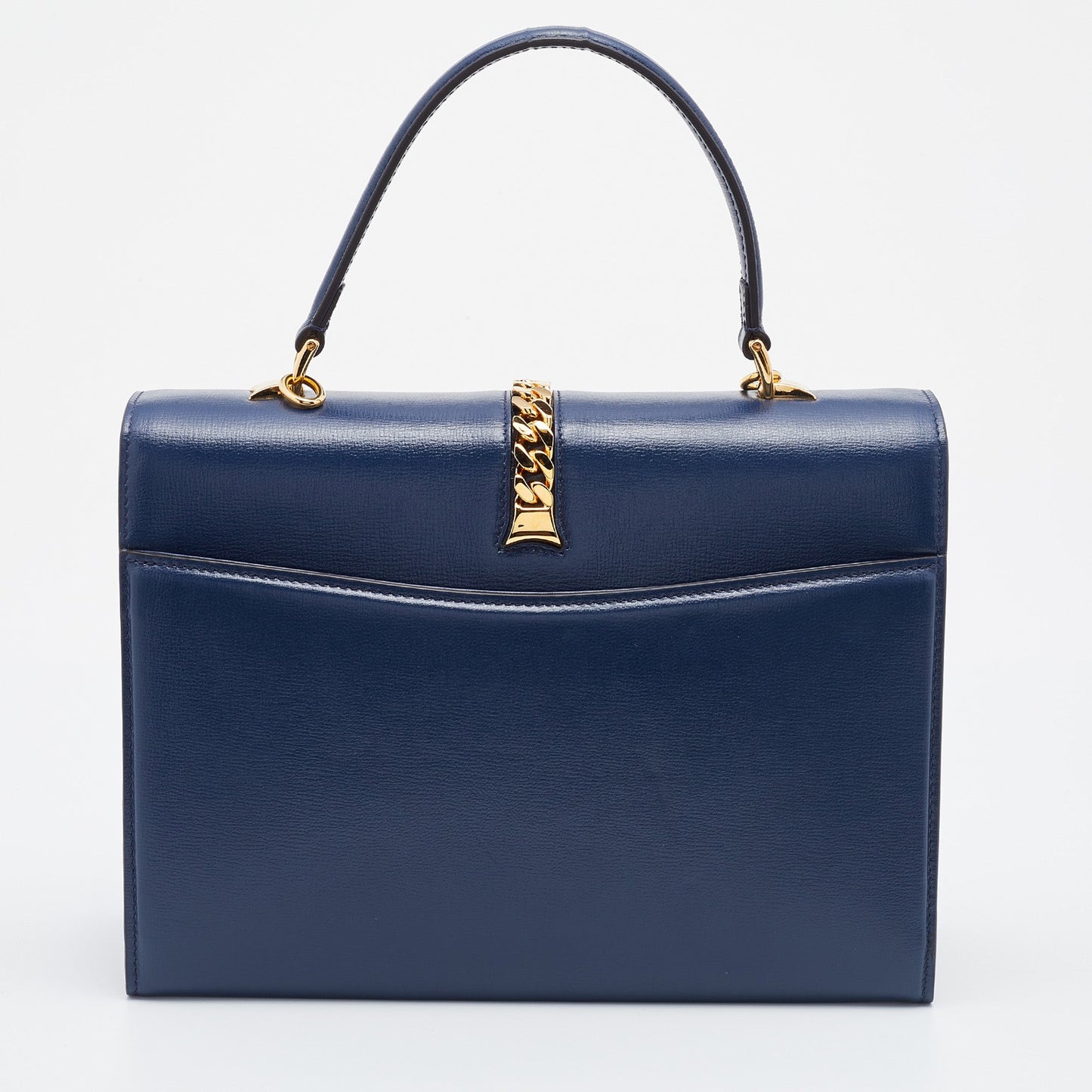 Gucci Blue Leather Small Sylvie Top Handle Bag